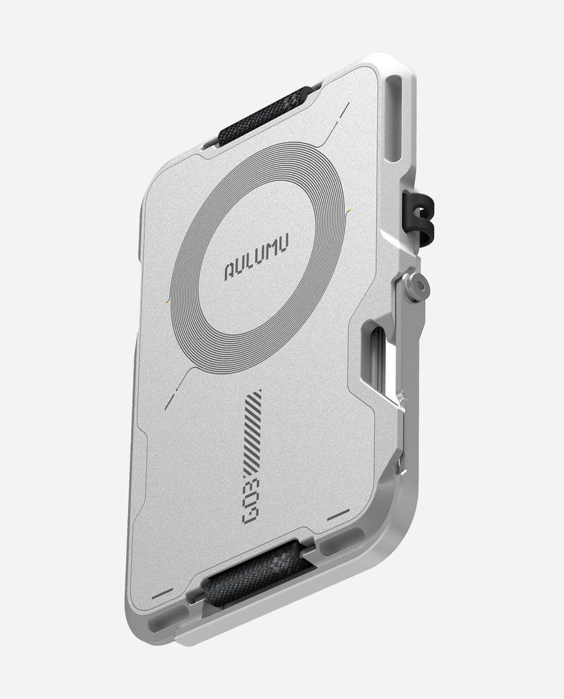 AULUMU G03 Multi-Tool Magnetische Geldbörse aus Metall | Echter Lederbezug | MagSafe