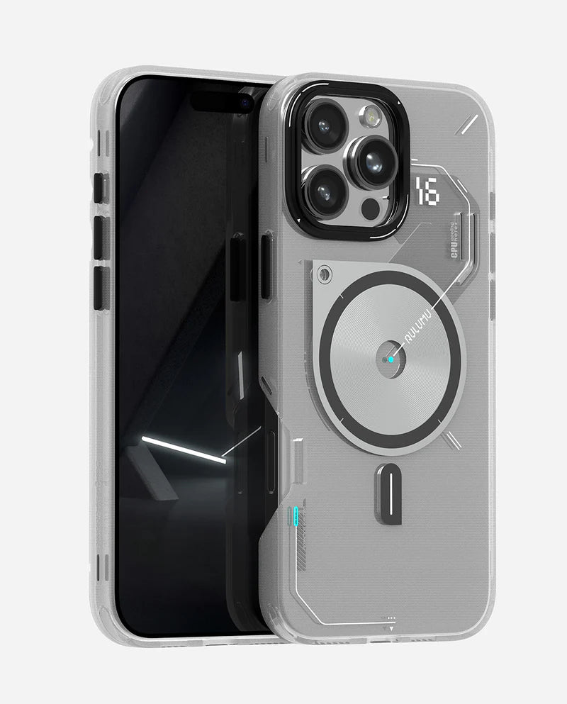 AULUMU A16 Frosted Case für iPhone 16 Pro Series | Dezentes Leuchten im Dunkeln | Durchscheinendes Grau und Weiß | MagSafe