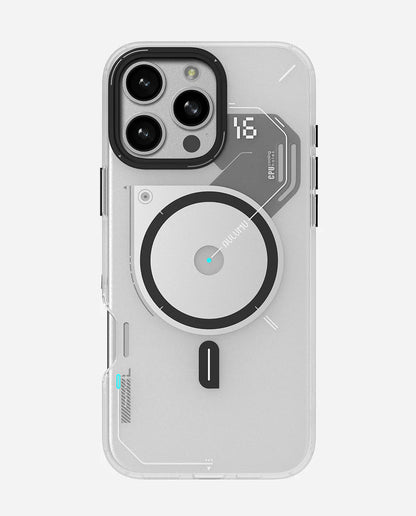 AULUMU A16 Frosted Case für iPhone 16 Pro Series | Dezentes Leuchten im Dunkeln | Durchscheinendes Grau und Weiß | MagSafe